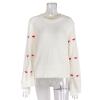 Women's Cute Heart Embroidery Pullover Sweater Crewneck Long Sleeve Drop Shoulder Cropped Knit Tops Y2K Loose Graphic Valentines Day Sweaters, M, Medium B Brown view 3