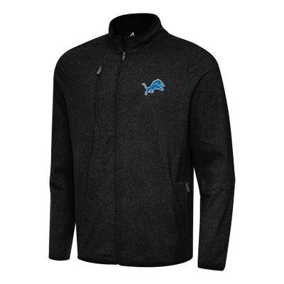 Antigua Men's Heather Black Detroit Lions Hold-Up Tri-Blend Full-Zip Jacket