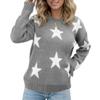 Womens Star Pattern Knitted Sweaters Casual Oversized Crewneck Long Sleeve Sweater Loose Drop Shoulder Pullover Tops view 1