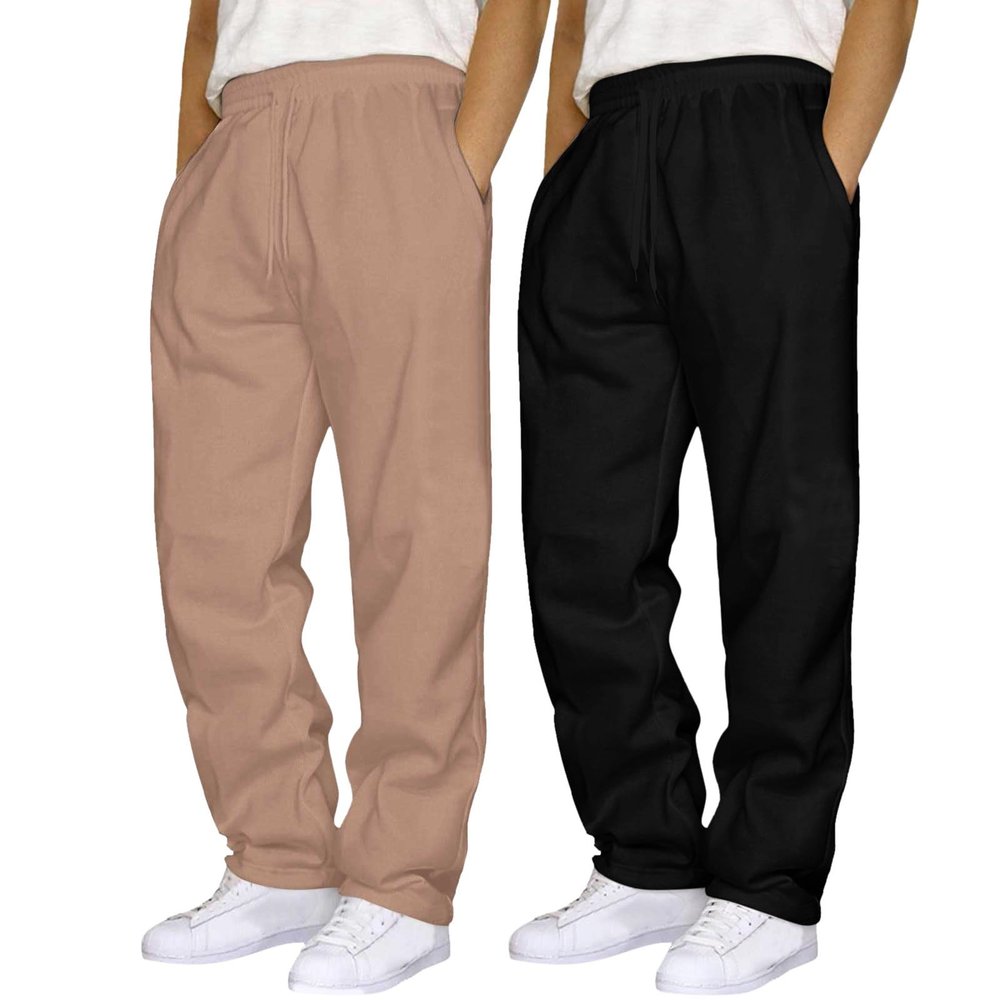2 Pack Men's Yoga Sweatpants Athletic Lounge Fleece Trousers Casual Jersey Straight Baggy Pants with Pockets