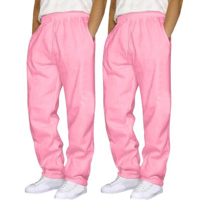 2 Pack Men's Yoga Sweatpants Athletic Lounge Fleece Trousers Casual Jersey Straight Baggy Pants with Pockets