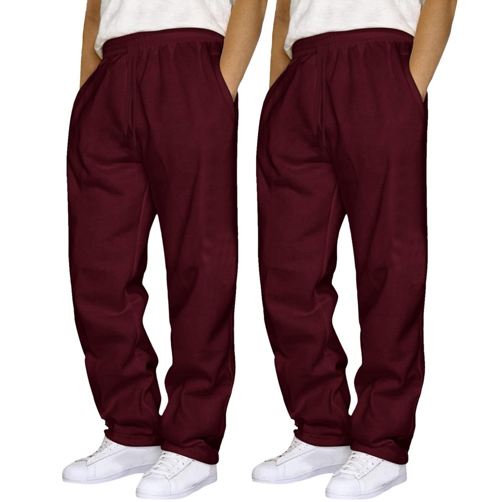2 Pack Men's Yoga Sweatpants Athletic Lounge Fleece Trousers Casual Jersey Straight Baggy Pants with Pockets