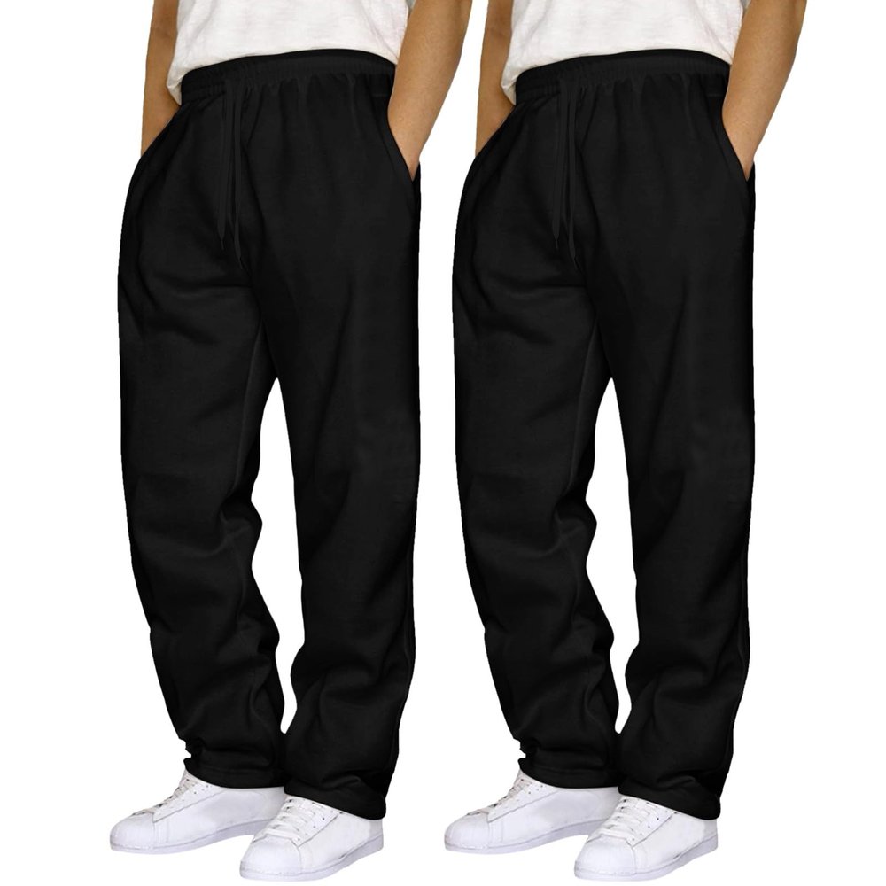 2 Pack Men's Yoga Sweatpants Athletic Lounge Fleece Trousers Casual Jersey Straight Baggy Pants with Pockets