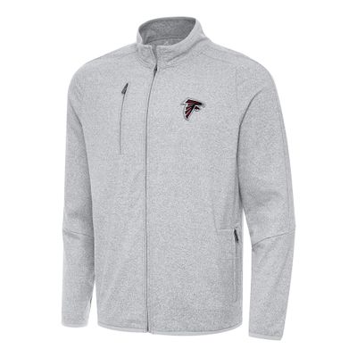Antigua Men's Heather Gray Atlanta Falcons Hold-Up Tri-Blend Full-Zip Jacket
