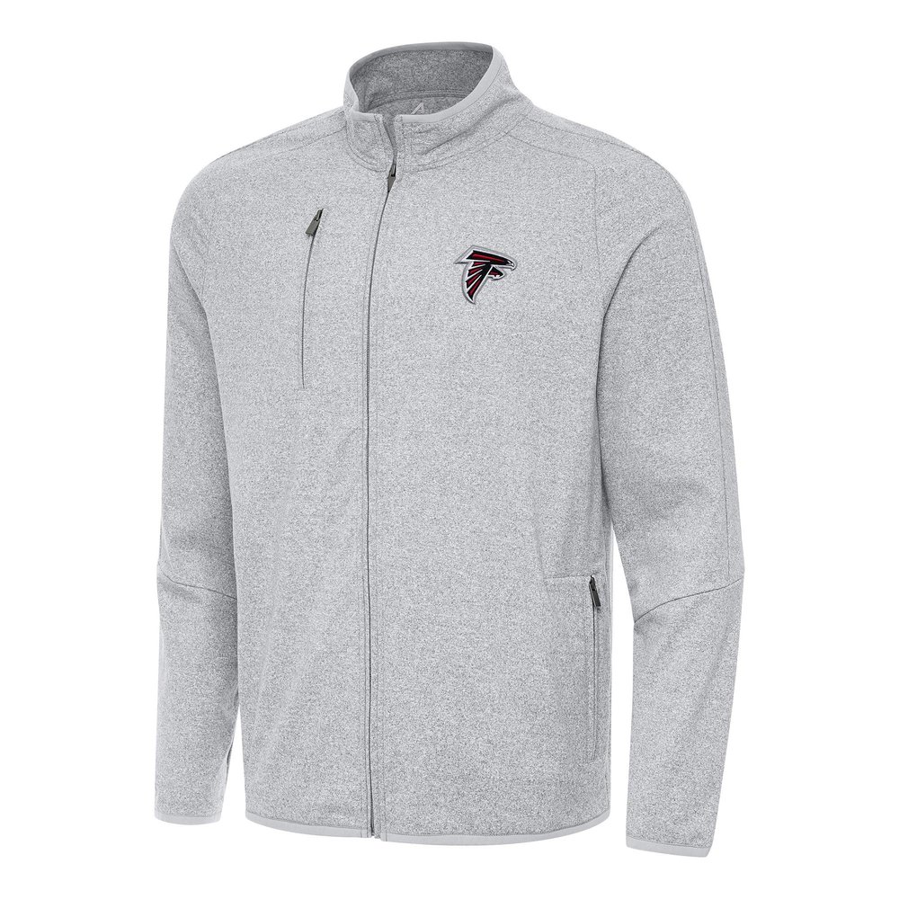 Antigua Men's Heather Gray Atlanta Falcons Hold-Up Tri-Blend Full-Zip Jacket