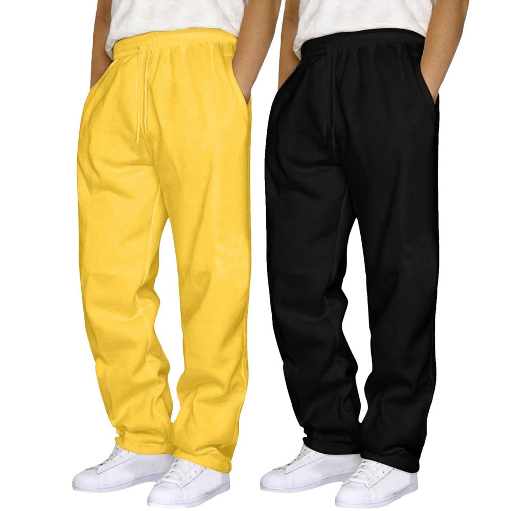 2 Pack Men's Yoga Sweatpants Athletic Lounge Fleece Trousers Casual Jersey Straight Baggy Pants with Pockets