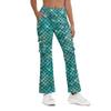 Yfduk Flare Leggings for Womens Green Fish Scale Cargo Leggings High Waist Workout Yoga Cargo Pants Halloween Costume Tights view 1