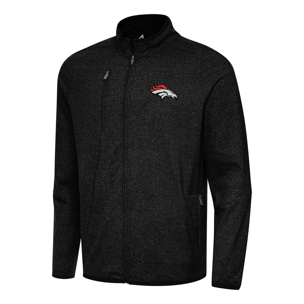 Antigua Men's Heather Black Denver Broncos Hold-Up Tri-Blend Full-Zip Jacket