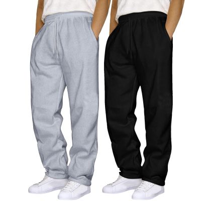 2 Pack Men's Yoga Sweatpants Athletic Lounge Fleece Trousers Casual Jersey Straight Baggy Pants with Pockets