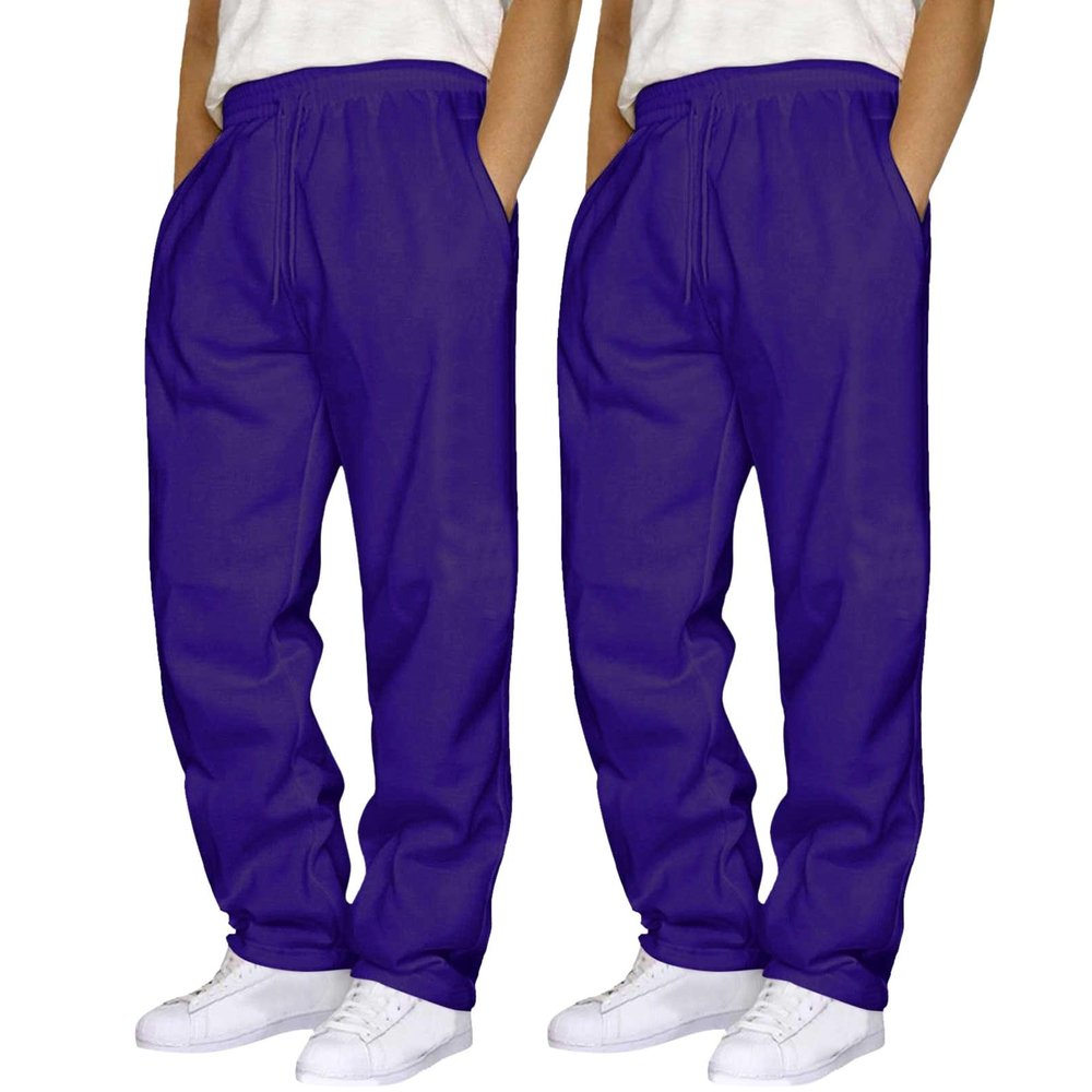 2 Pack Men's Yoga Sweatpants Athletic Lounge Fleece Trousers Casual Jersey Straight Baggy Pants with Pockets