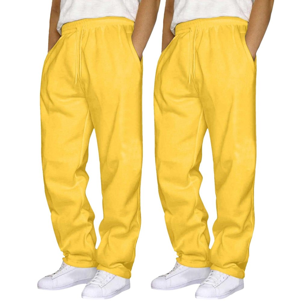 2 Pack Men's Yoga Sweatpants Athletic Lounge Fleece Trousers Casual Jersey Straight Baggy Pants with Pockets