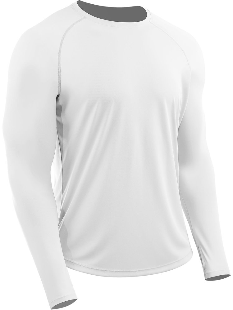 CADMUS Men's Hiking Workout Shirts, UPF 50+, Thumb Holes, Rash Guard,Fishing,Running, Athletic Long Sleeve,1 Pack,White,Small