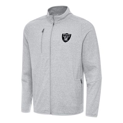 Antigua Men's Heather Gray Las Vegas Raiders Hold-Up Tri-Blend Full-Zip Jacket