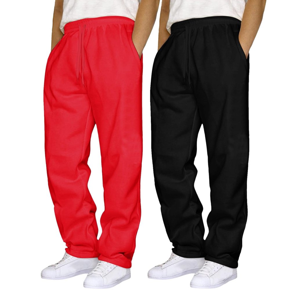 2 Pack Men's Yoga Sweatpants Athletic Lounge Fleece Trousers Casual Jersey Straight Baggy Pants with Pockets