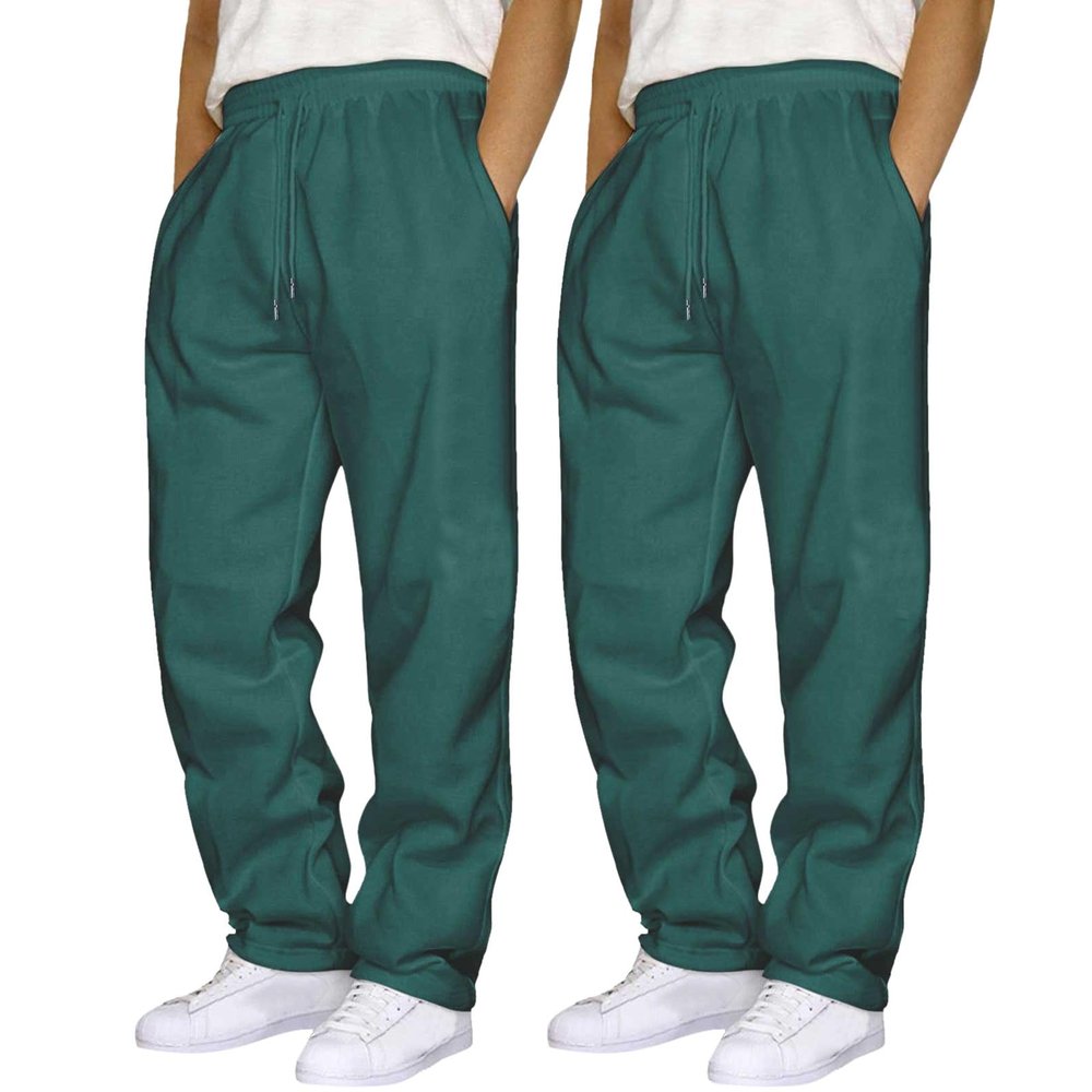 2 Pack Men's Yoga Sweatpants Athletic Lounge Fleece Trousers Casual Jersey Straight Baggy Pants with Pockets