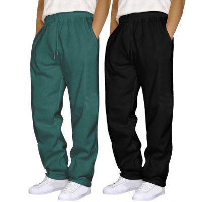 2 Pack Men's Yoga Sweatpants Athletic Lounge Fleece Trousers Casual Jersey Straight Baggy Pants with Pockets