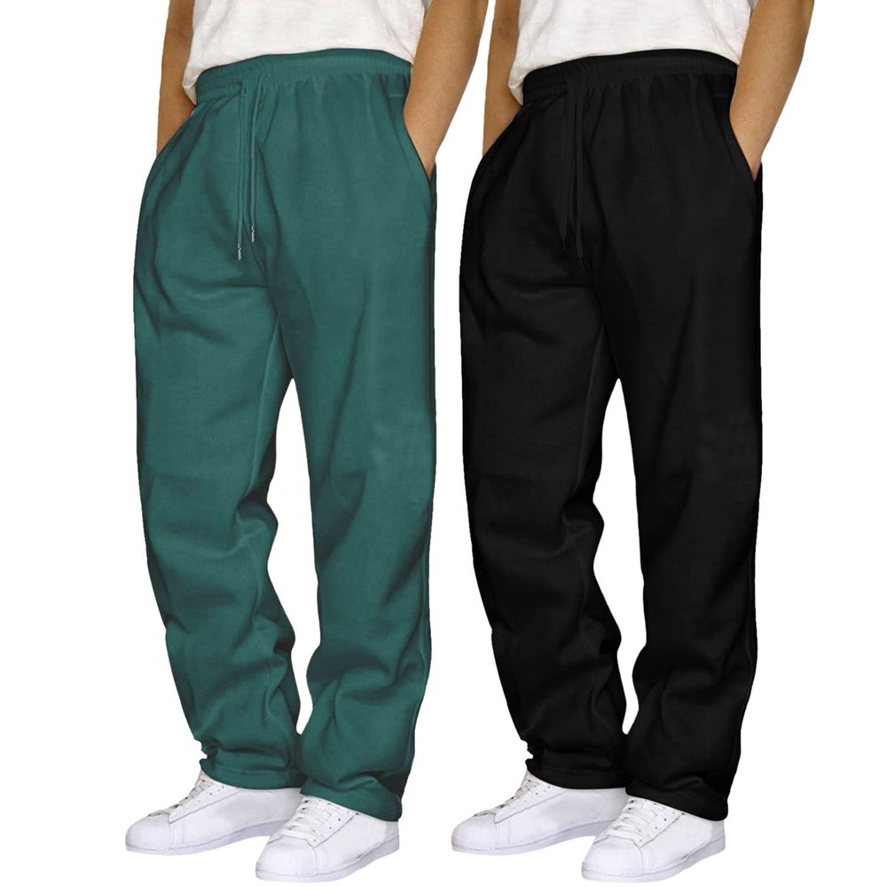 2 Pack Men's Yoga Sweatpants Athletic Lounge Fleece Trousers Casual Jersey Straight Baggy Pants with Pockets