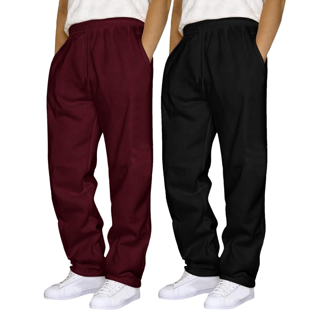 2 Pack Men's Yoga Sweatpants Athletic Lounge Fleece Trousers Casual Jersey Straight Baggy Pants with Pockets