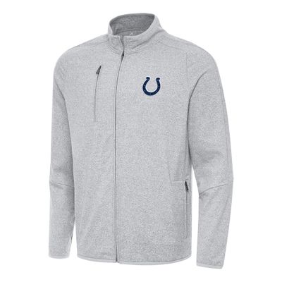 Antigua Men's Heather Gray Indianapolis Colts Hold-Up Tri-Blend Full-Zip Jacket