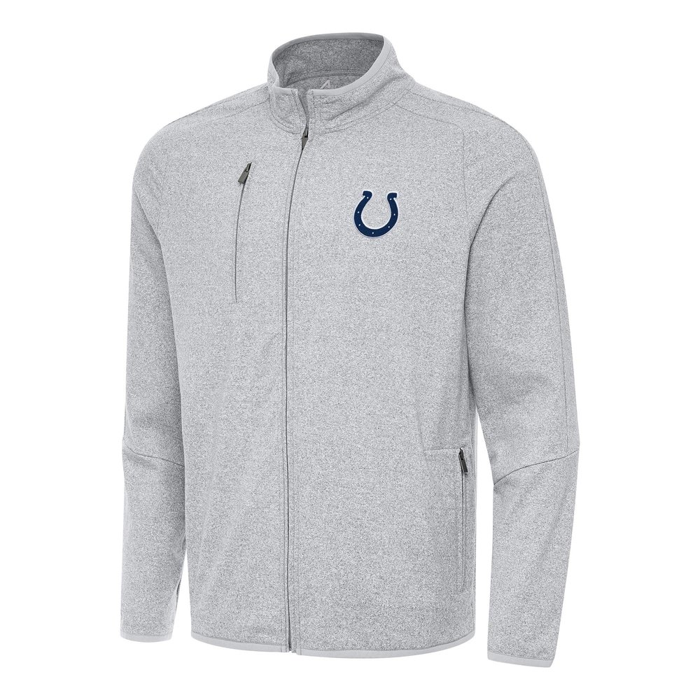Antigua Men's Heather Gray Indianapolis Colts Hold-Up Tri-Blend Full-Zip Jacket