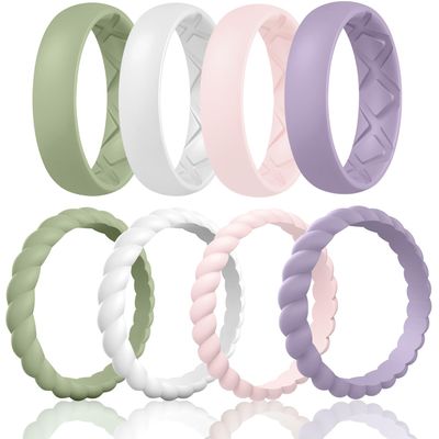 Egnaro Women's Stackable Silicone Rings, 2.5/5.5mm Wide 1.8/2mm Thick Bands