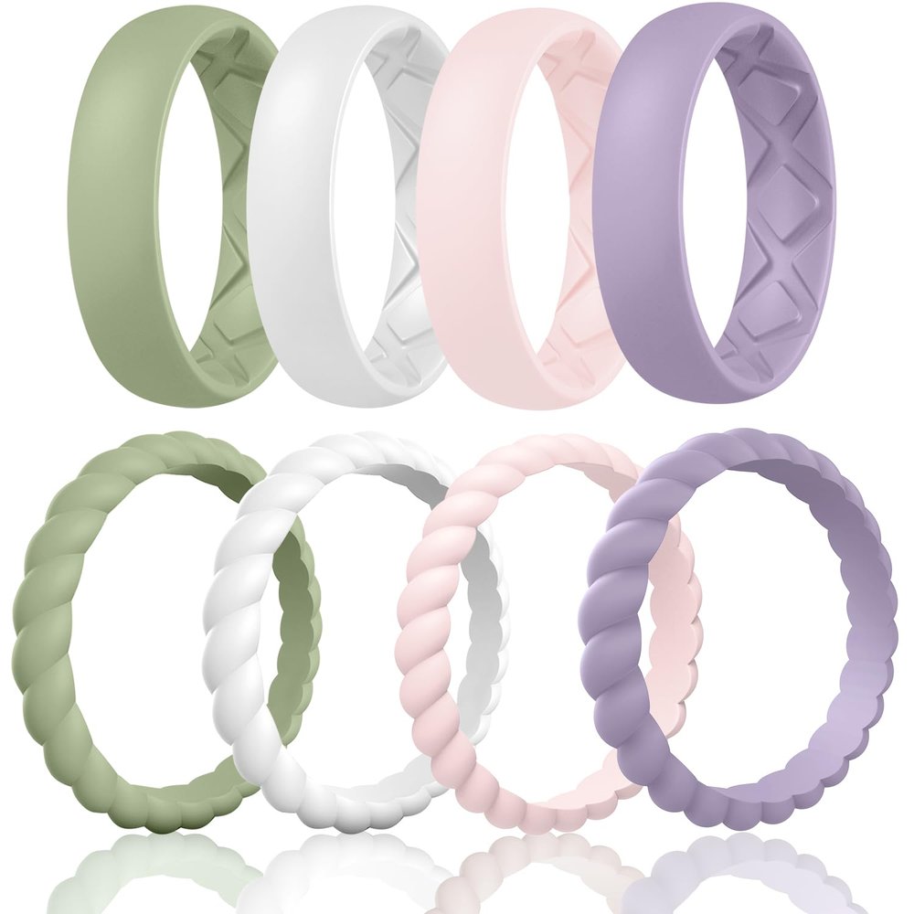 Egnaro Women's Stackable Silicone Rings, 2.5/5.5mm Wide 1.8/2mm Thick Bands