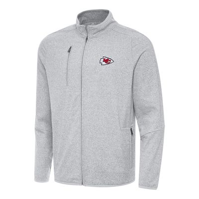 Antigua Men's Heather Gray Kansas City Chiefs Hold-Up Tri-Blend Full-Zip Jacket