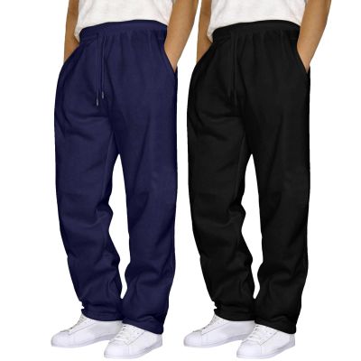 2 Pack Men's Yoga Sweatpants Athletic Lounge Fleece Trousers Casual Jersey Straight Baggy Pants with Pockets