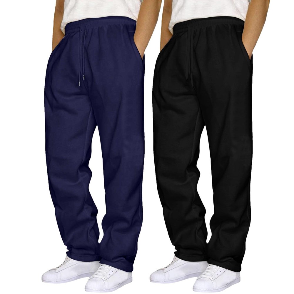 2 Pack Men's Yoga Sweatpants Athletic Lounge Fleece Trousers Casual Jersey Straight Baggy Pants with Pockets