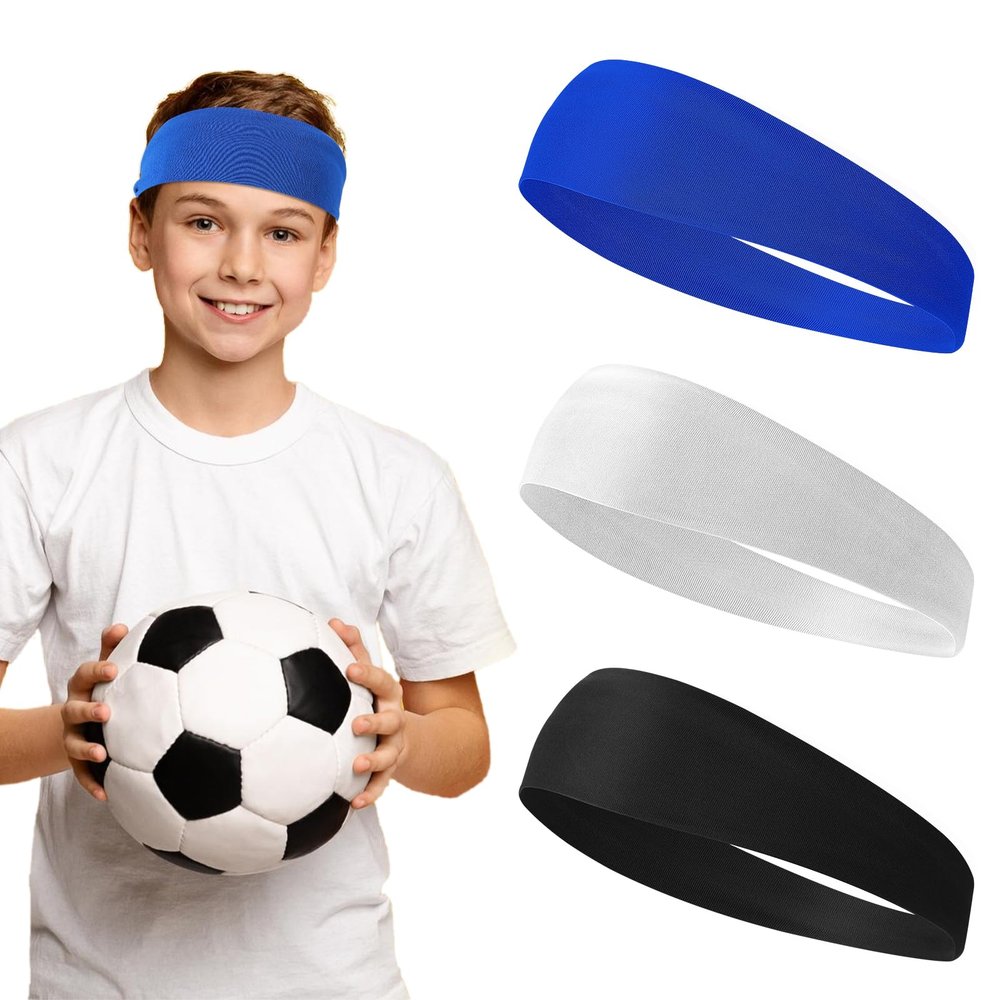 Dimeho 3 Pcs Kids Sports Headbands Athletic Elastic Sweatbands