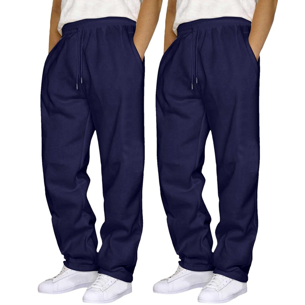 2 Pack Men's Yoga Sweatpants Athletic Lounge Fleece Trousers Casual Jersey Straight Baggy Pants with Pockets