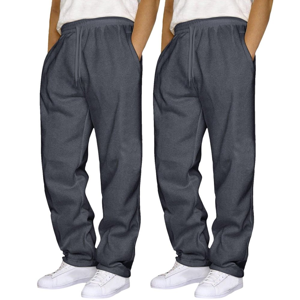 2 Pack Men's Yoga Sweatpants Athletic Lounge Fleece Trousers Casual Jersey Straight Baggy Pants with Pockets