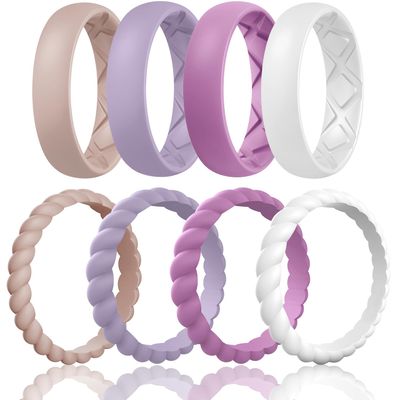 Egnaro Women's Stackable Silicone Rings, 2.5/5.5mm Wide 1.8/2mm Thick Bands