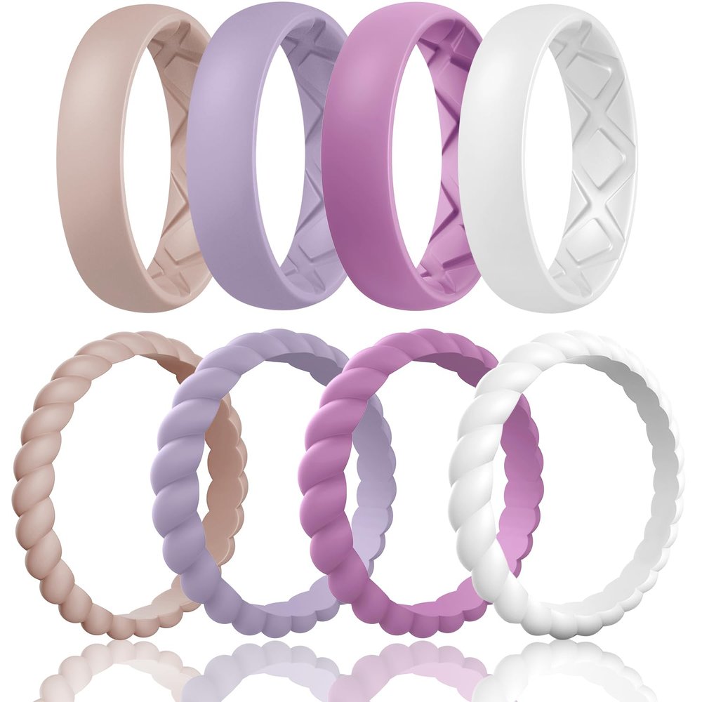 Egnaro Women's Stackable Silicone Rings, 2.5/5.5mm Wide 1.8/2mm Thick Bands