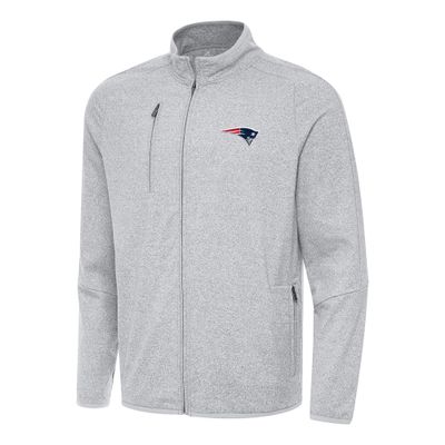Antigua Men's Heather Gray New England Patriots Hold-Up Tri-Blend Full-Zip Jacket