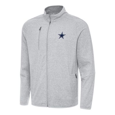 Antigua Men's Heather Gray Dallas Cowboys Hold-Up Tri-Blend Full-Zip Jacket