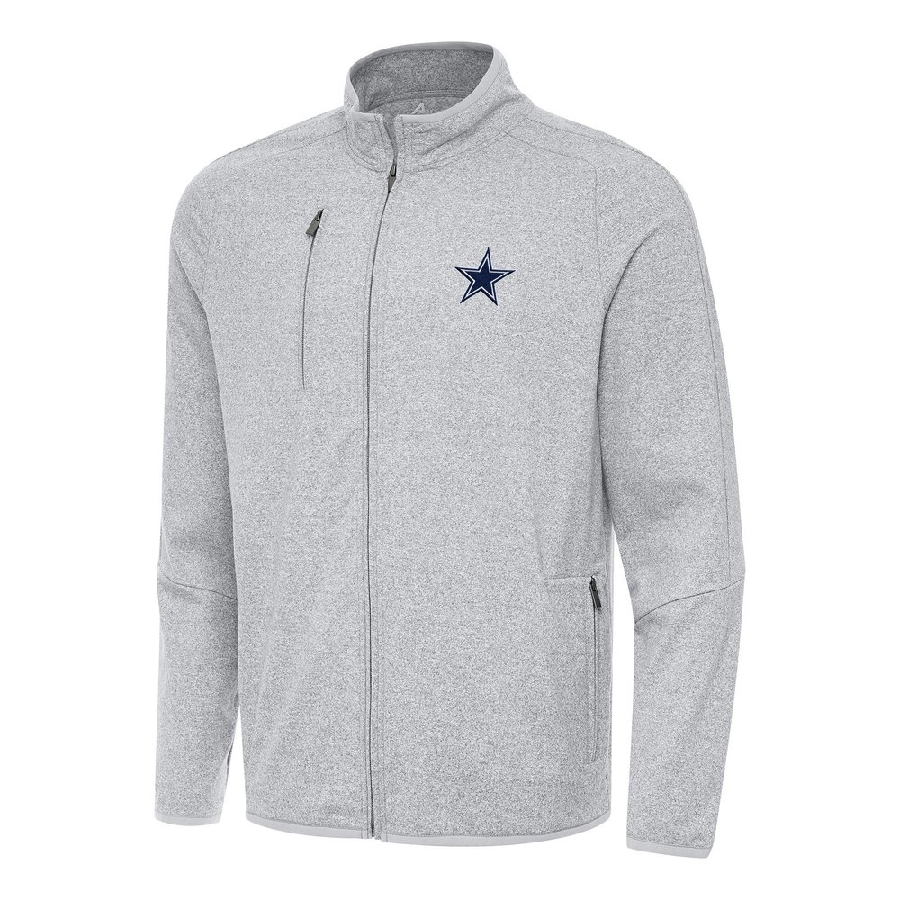 Antigua Men's Heather Gray Dallas Cowboys Hold-Up Tri-Blend Full-Zip Jacket