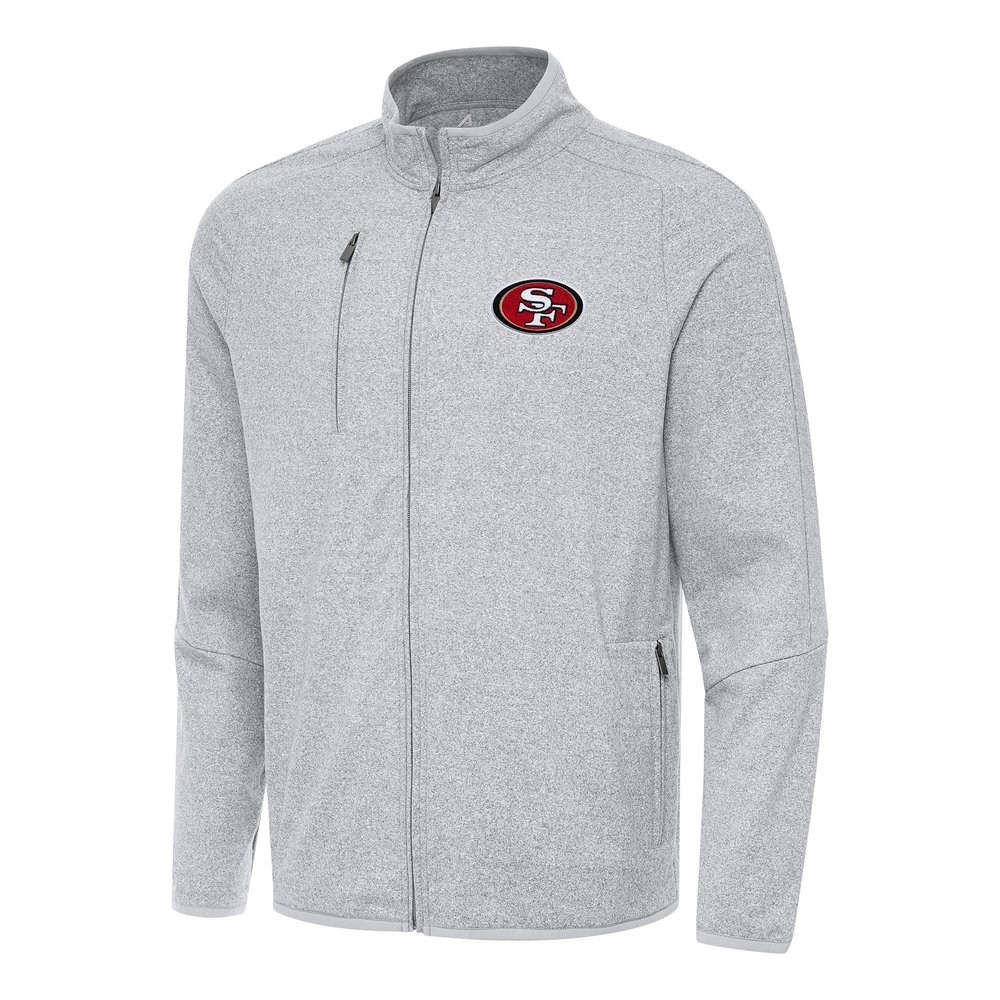 Antigua Men's Heather Gray San Francisco 49ers Hold-Up Tri-Blend Full-Zip Jacket