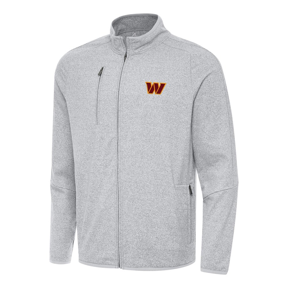 Antigua Men's Heather Gray Washington Commanders Hold-Up Tri-Blend Full-Zip Jacket