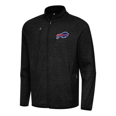 Antigua Men's Heather Black Buffalo Bills Hold-Up Tri-Blend Full-Zip Jacket