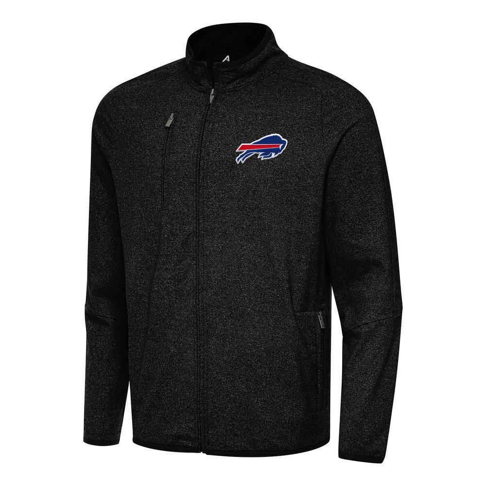Antigua Men's Heather Black Buffalo Bills Hold-Up Tri-Blend Full-Zip Jacket
