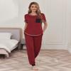 Ekouaer womens pajama sets Short Sleeve Pjs Lounge Set 2 Piece Sleepwear with Long Pants,Burgundy,Medium view 2