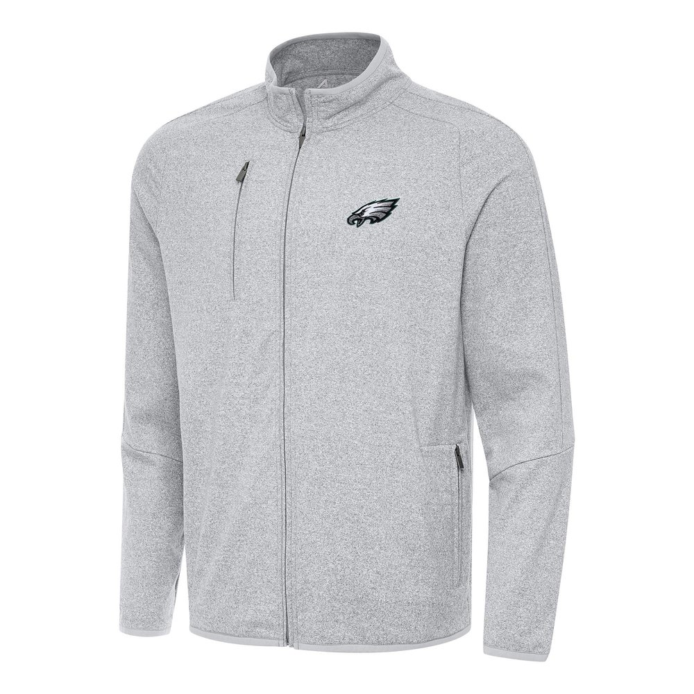 Antigua Men's Heather Gray Philadelphia Eagles Hold-Up Tri-Blend Full-Zip Jacket