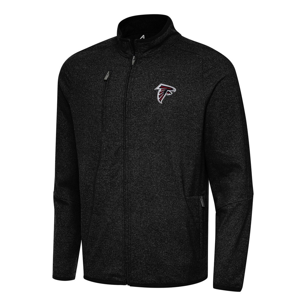 Antigua Men's Heather Black Atlanta Falcons Hold-Up Tri-Blend Full-Zip Jacket