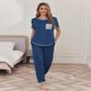 Ekouaer womens pajama sets Short Sleeve Pjs Lounge Set 2 Piece Sleepwear with Long Pants,Prussian Blue,XX-Large view 2