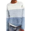 Women's Vintage Fair Isle Sweaters Casual Crewneck Pullover Knitted Top Lightweight Long Sleeve Retro Striped Shirt view 3