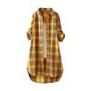 Plaid Oversized Shirt for Women Casual High Low Lapel Button Long Sleeve Shirt Jacket Fall Lightweight Loose Fit Coat view 1