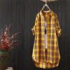 Plaid Oversized Shirt for Women Casual High Low Lapel Button Long Sleeve Shirt Jacket Fall Lightweight Loose Fit Coat view 2