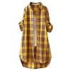 Plaid Oversized Shirt for Women Casual High Low Lapel Button Long Sleeve Shirt Jacket Fall Lightweight Loose Fit Coat view 3