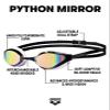 ARENA Python Mirrored Swim Goggles with Protective Case and Classic Silicone Swim Cap Unisex Adult Competitive Swimmer Bundle view 3